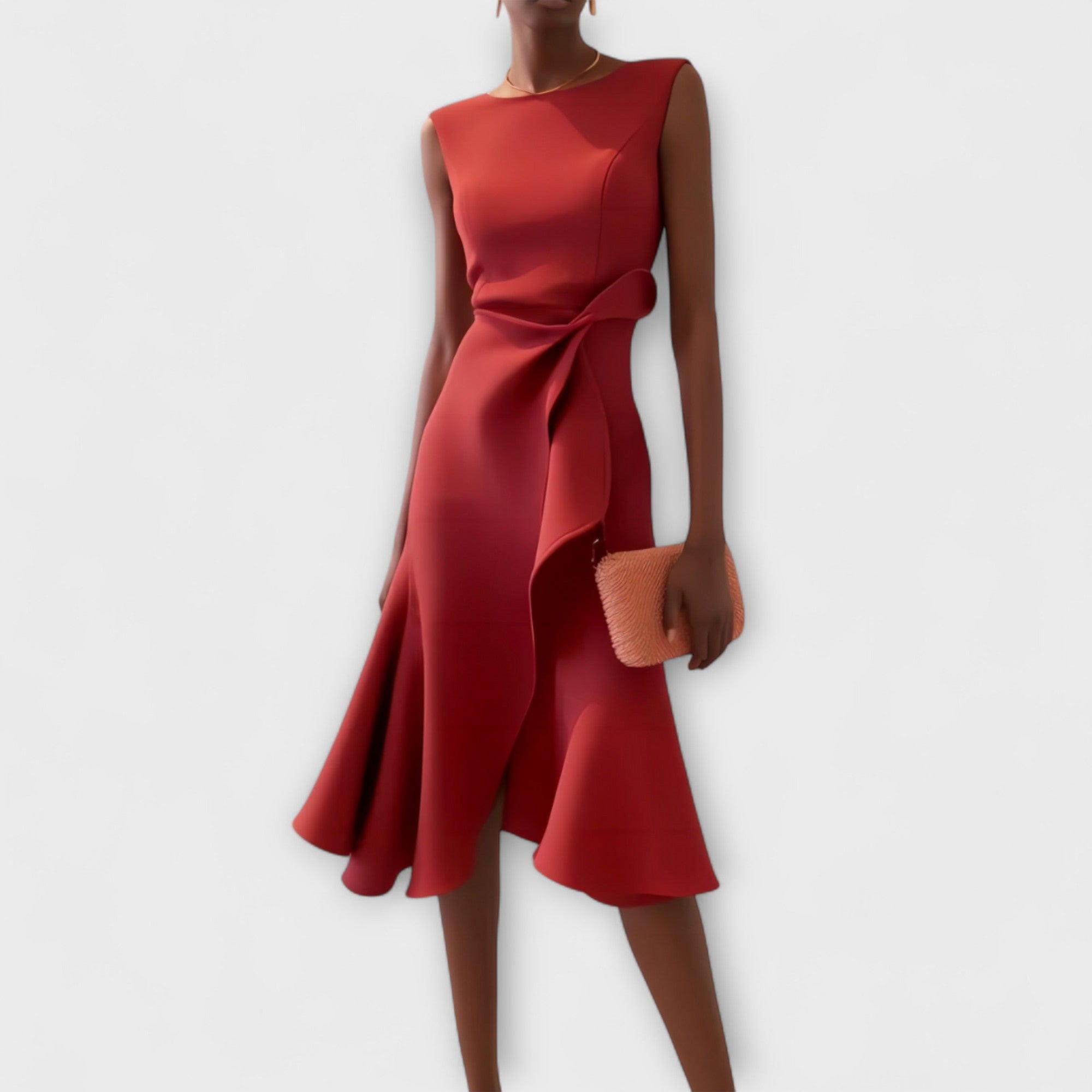 Martine | Robe midi avec des plis élégants