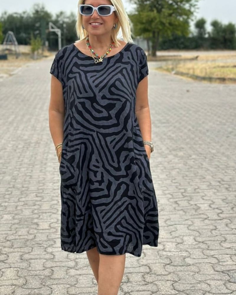 Annie™ | Robe d'été à col rond et joli imprimé