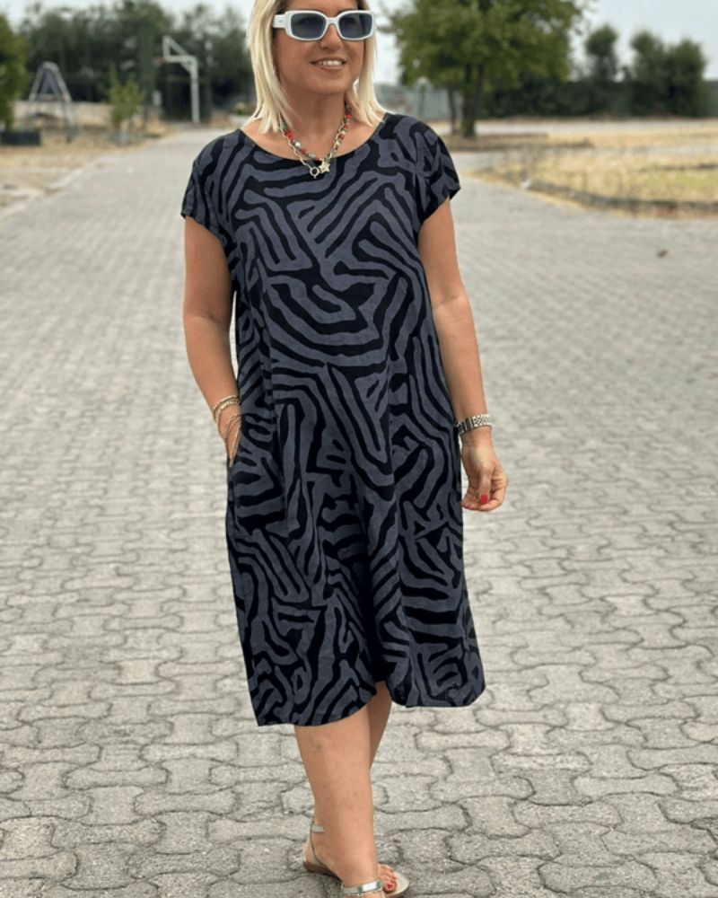 Annie™ | Robe d'été à col rond et joli imprimé