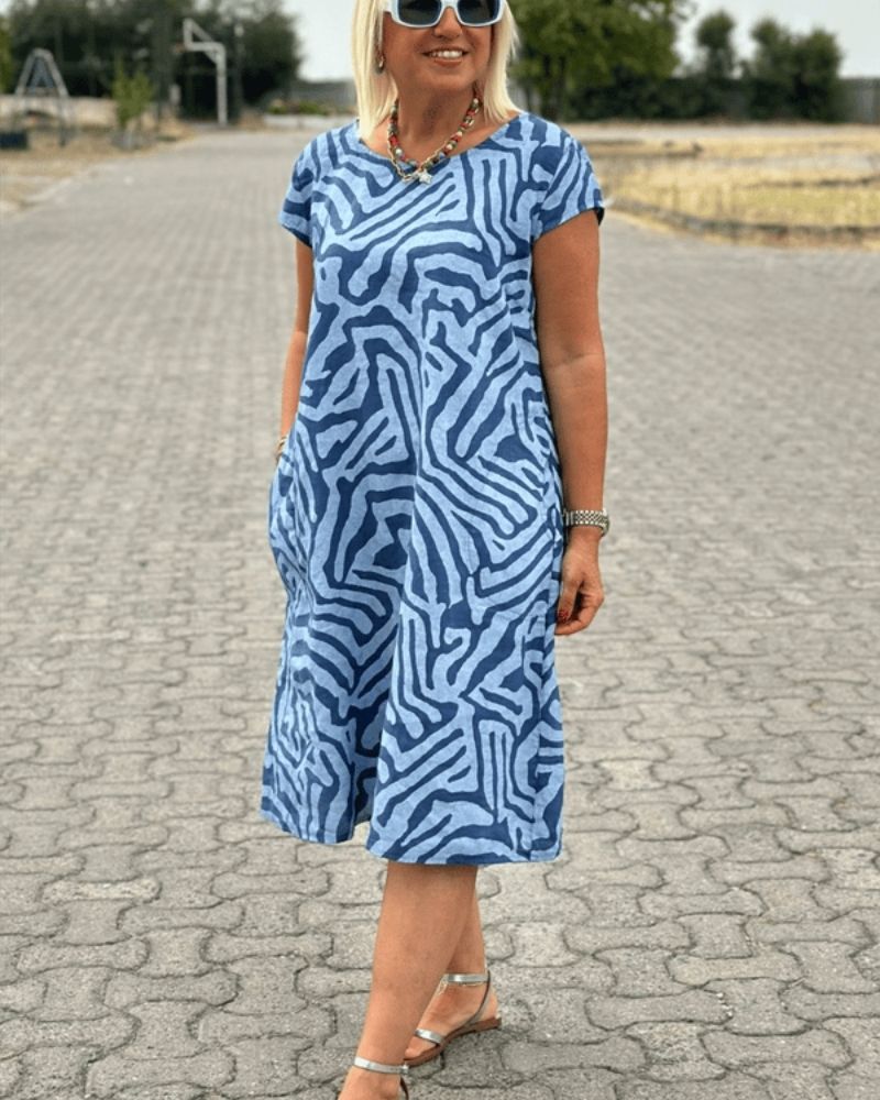 Annie™ | Robe d'été à col rond et joli imprimé
