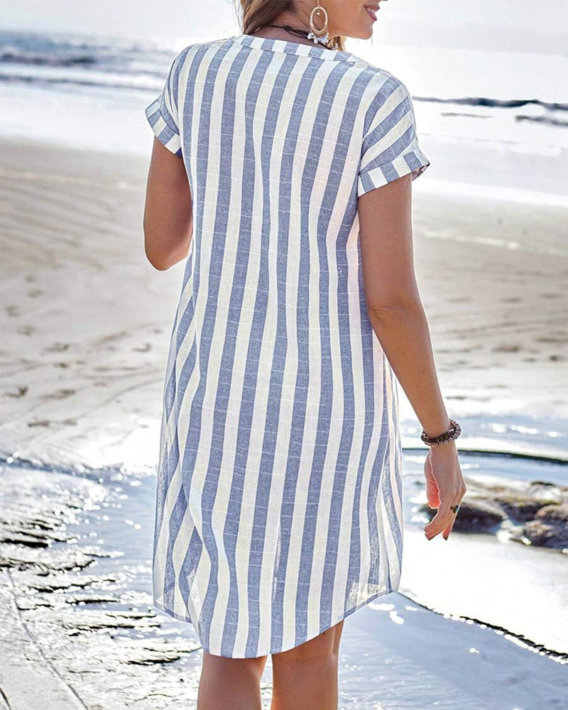 Martine™ | Robe chemise élégante rayée