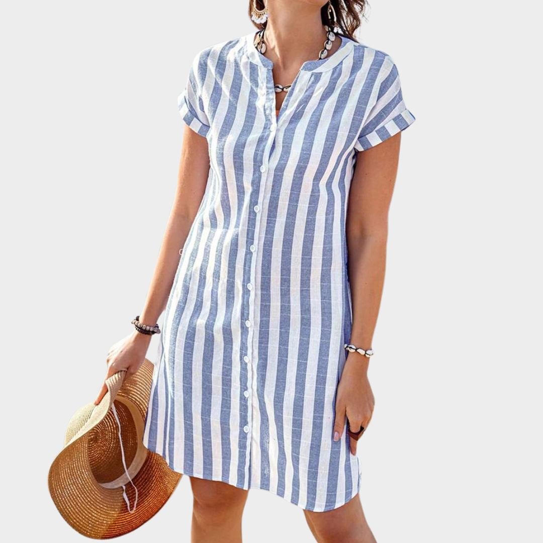 Martine™ | Robe chemise élégante rayée