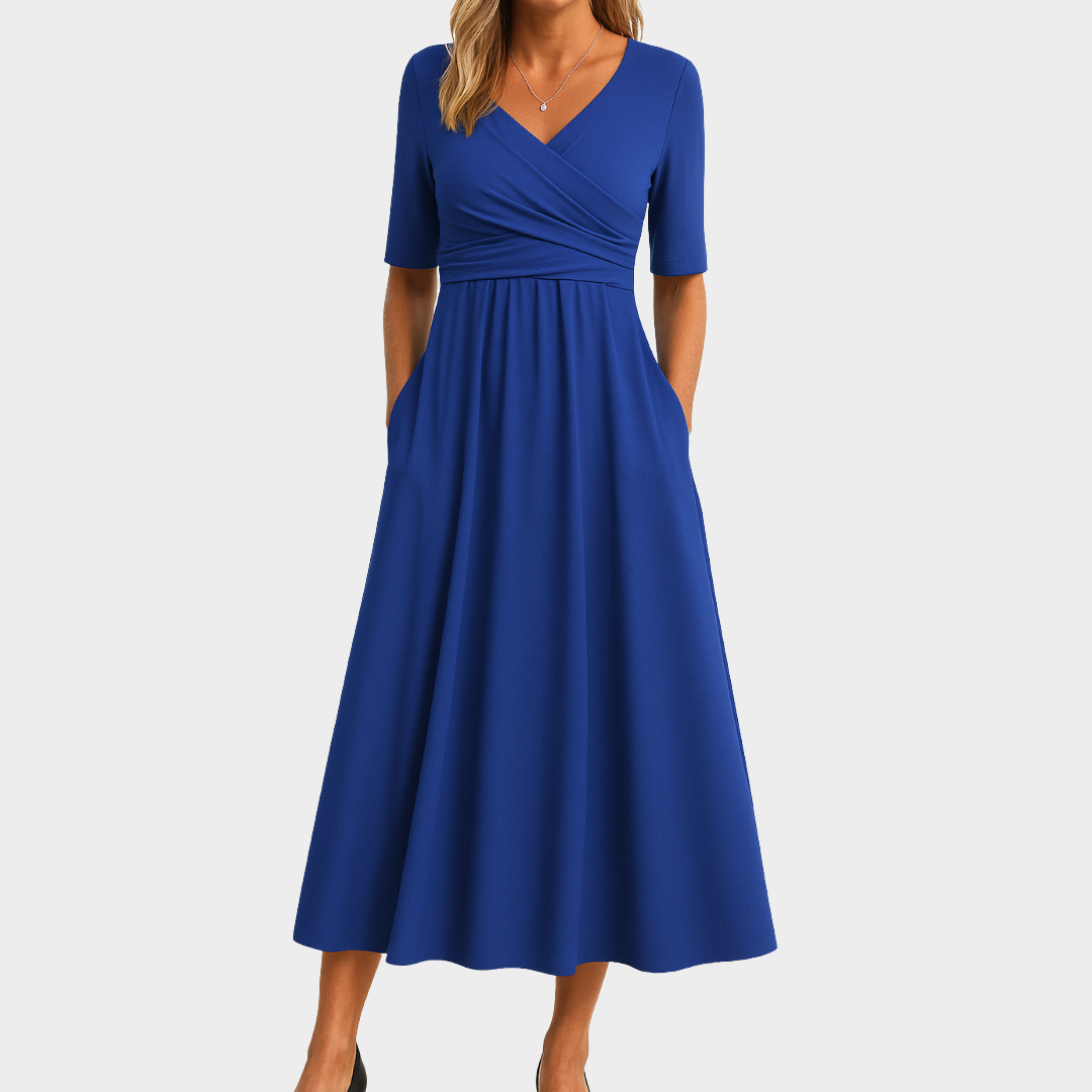 Monique™ | Robe croisée à manches courtes