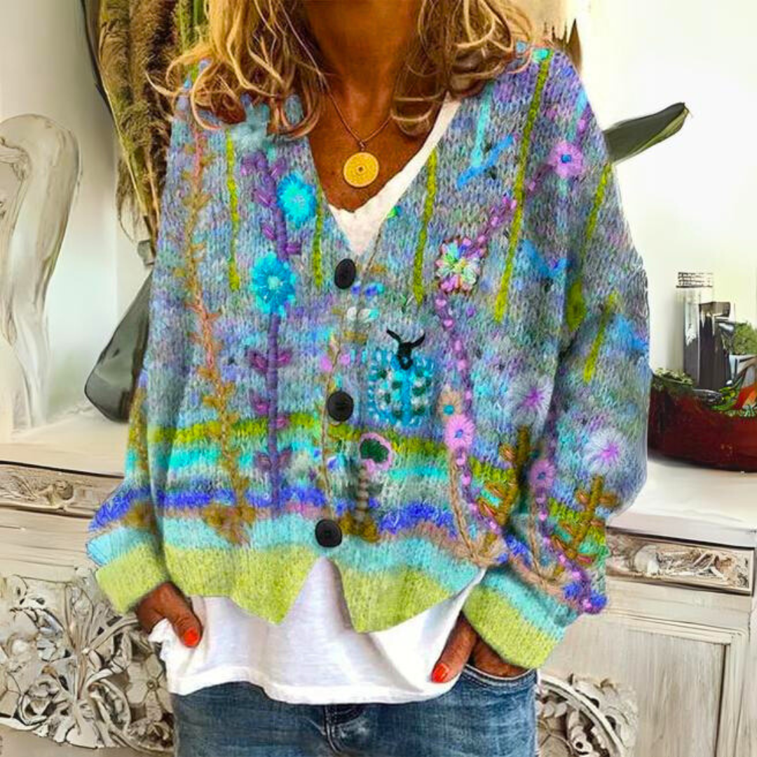 Blanc-Paris™ | Cardigan à la mode avec imprimé floral