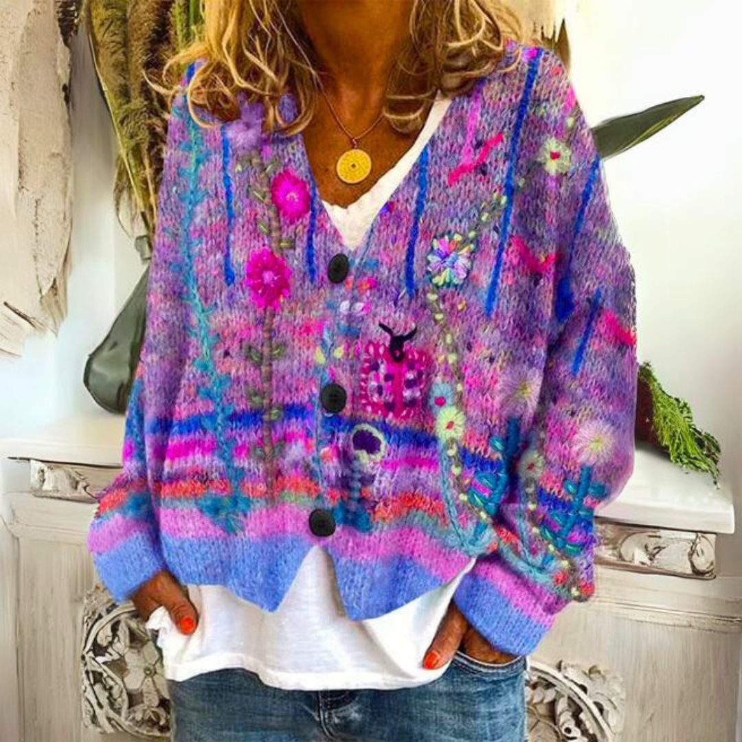 Blanc-Paris™ | Cardigan à la mode avec imprimé floral